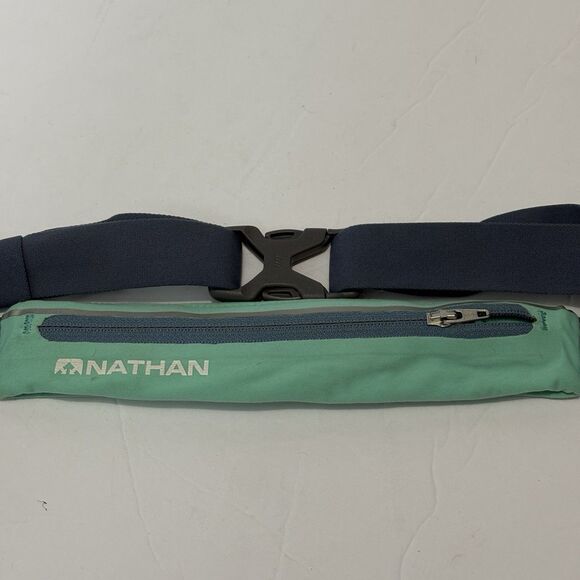 Nathan Unisex Mirage Waist Pack Running Belt Teal Aqua Blue OSFM Stretch Comfort - Picture 3 of 7